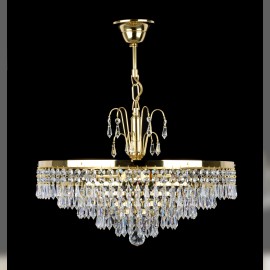 Lustre corbeille avec couronne en laiton doré avec 6 ampoules