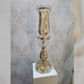 Grande lampe de luxe en cristal, ornée d'or 24 carats et de fleurs