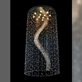 Lustres modernes en cristal avec miroir rond et hélice en cristal (intérieurs de halls)
