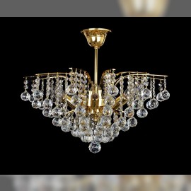 Lustre en cristal doré en forme de couronne royale