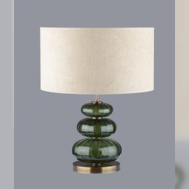 Lampe de table en verre vert foncé, de la couleur de l'olivine