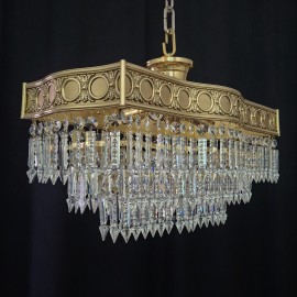 Lustre de luxe rectangulaire en cascade de cristaux - fabrication sur mesure