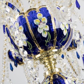Lustre à 18 branches en verre d'art EGERMANN bleu saphir
