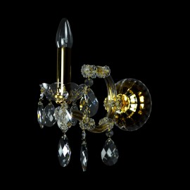 Applique à un bras Maria Theresia avec bougie dorée (flamme) - tube de recouvrement en laiton