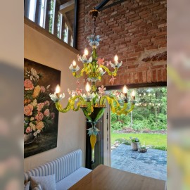 Colorful MURANO chandeliers in rustic style