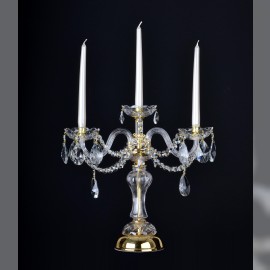 Chandelier en cristal à 3 bras avec amandes taillées - lumière décorative en cristal de table