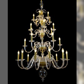 Lustre en verre lisse à 30 branches - Une version en verre des lustres hollandais