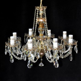 Lustre en cristal sur mesure à 8 bras - fleurs émaillées