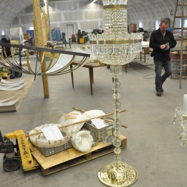 Grand lampadaire de Marie-Thérèse à 10 ampoules "Feuilles de palmier"