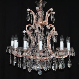 The custom-made 12+1 bulbs Maria Theresa chandelier - imitation of red copper