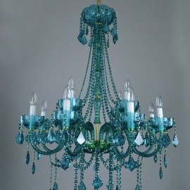 Lustres et lampes en cristal bleu-vert de couleur turquoise
