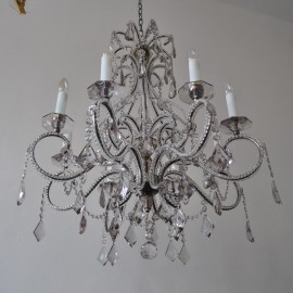 The 8 arms crystal chandelier - Smoke crystal glass and cut pearls