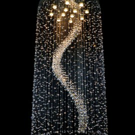 Lustres modernes en cristal avec miroir rond et hélice en cristal (intérieurs de halls)