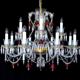 Lustre en cristal "RED BELLS = cloches rouges" de style Baccarat