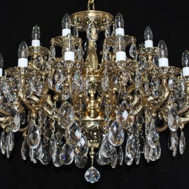 Lustre en cristal de laiton moulé à 18 bras solides