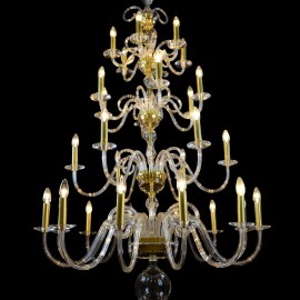 Lustre en verre lisse à 30 branches - Une version en verre des lustres hollandais