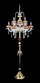 High floor lamp of ruby glass decorated with hand paintings