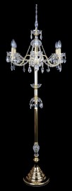 High floor lamp with six arms made of gold metal with metal arms