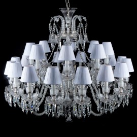 Comparison of two large chandeliers in the style of Bohemian Baccarat