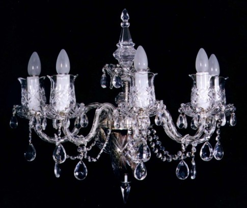 Antique 5 arms crystal wall light for representative interiors