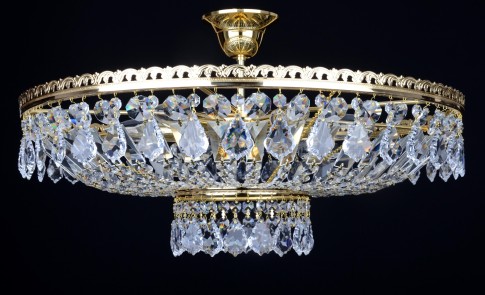 Lustre en cristal à panier brillant à 6 ampoules avec cristaux en pendalogue