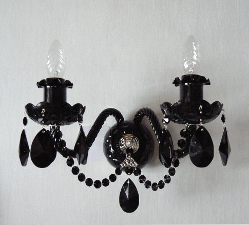 2 Arms Silver wall light with Black almonds