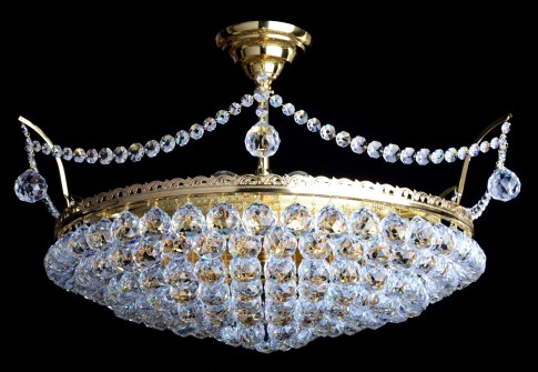 6 bulbs basket crystal chandelier with cut crystal balls III. - Gold brass