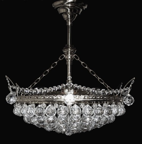6 bulbs silver basket crystal chandelier with cut crystal balls II. dia 57 cm