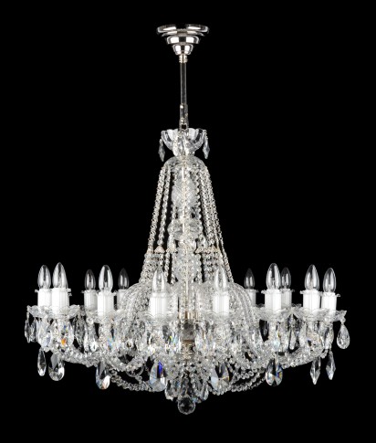 Lustre en cristal de grande taille à prix abordable, avec 16 ampoules