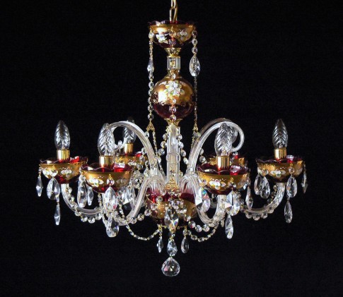 Bohemian medium-sized ruby crystal chandelier decorated with high enamel