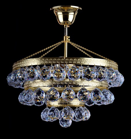 Gold crystal basket light for a lower ceiling