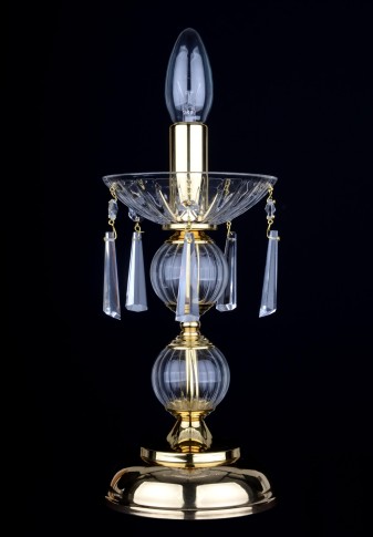 Lampe de table à 1 ampoule en cristal avec sabots hexagonaux en cristal taillé
