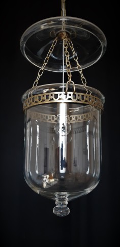 Lustre à cloche en verre avec couvercle en verre