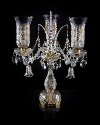Lampe de table en cristal taillé de luxe à 3 ampoules
