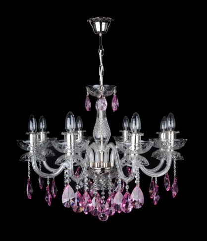 Le lustre en cristal violet aux bras en verre lisse