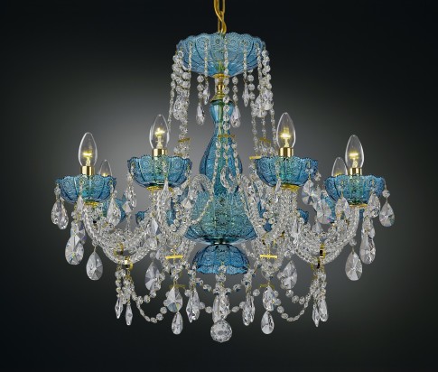 Lustre de luxe en cristal bleu