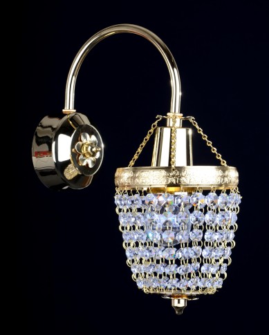 1 Arm crystal wall light with metal arm & Strass crystal chains