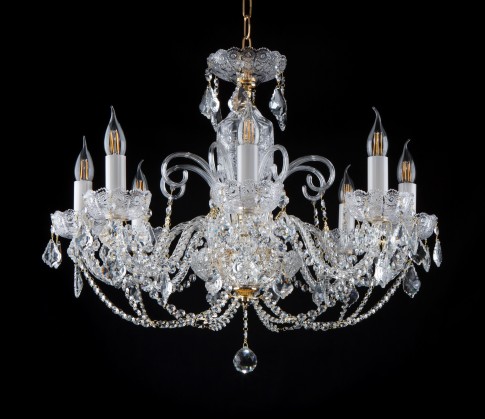 Smaller hand cut chandelier with 8 arms BOHEMIA CRYSTAL