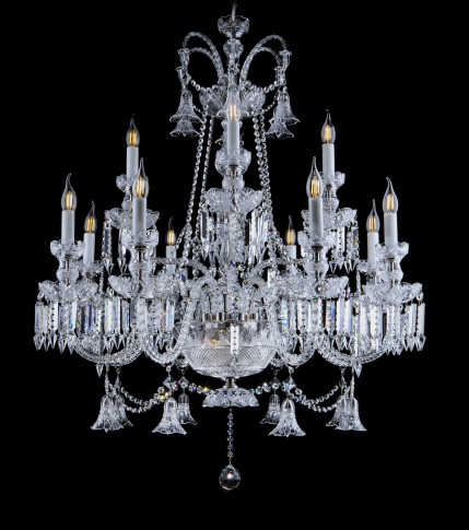 Lustre château à 12 bras en cristal et métal argenté