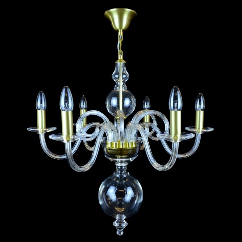 The smaller 6-arm glass chandelier made of smooth glass