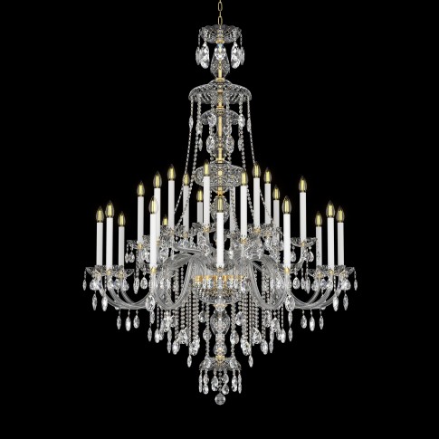 Grand lustre en cristal avec de longues bougies de style français ancien