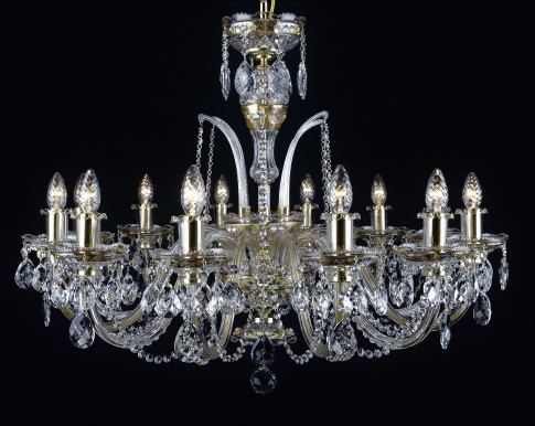 12-arm Luxurious gold crystal chandelier