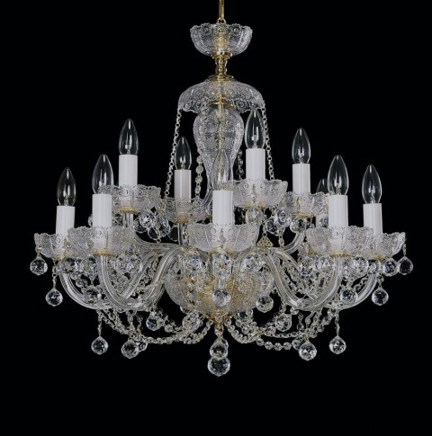 Large hand-cut crystal chandelier 6+6 arms