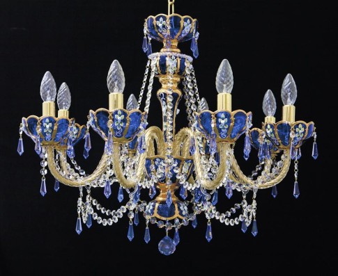 Lustre artistique en cristal bleu