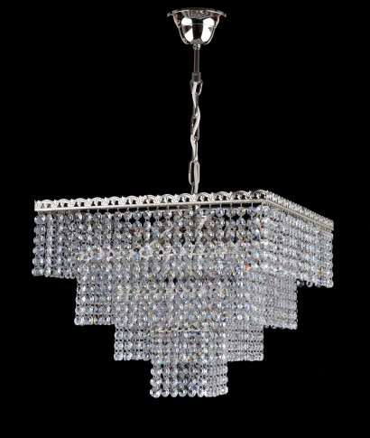 4 bulbs silver square Strass crystal chandelier - Cut octagons