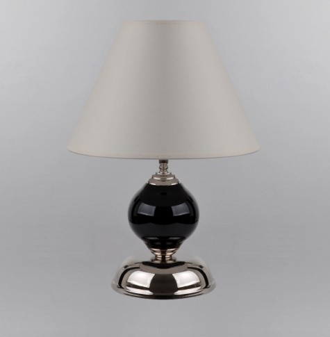 Lampe de table en verre noir à 1 ampoule avec l'abat-jour blanc