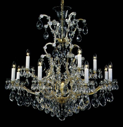 12 flames Maria Theresa crystal chandelier with crystal almonds