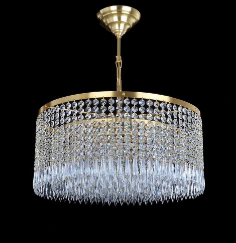 Lustre de luxe à tambour en cristal de 50 cm de diamètre