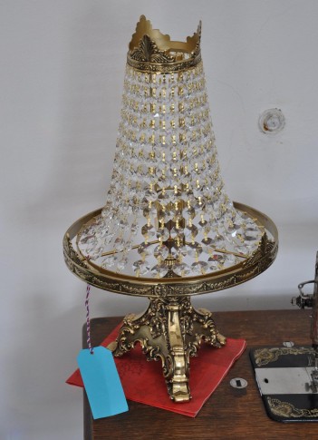 Lampe de table en cristal strassé à 1 ampoule laiton moulé