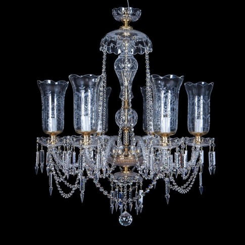 Lustre en cristal français à 6 vases